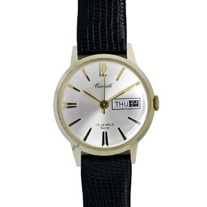 Cariole Swiss Made Aluminum 34mm Vintage 1970's Manual Wind Watch White Dial